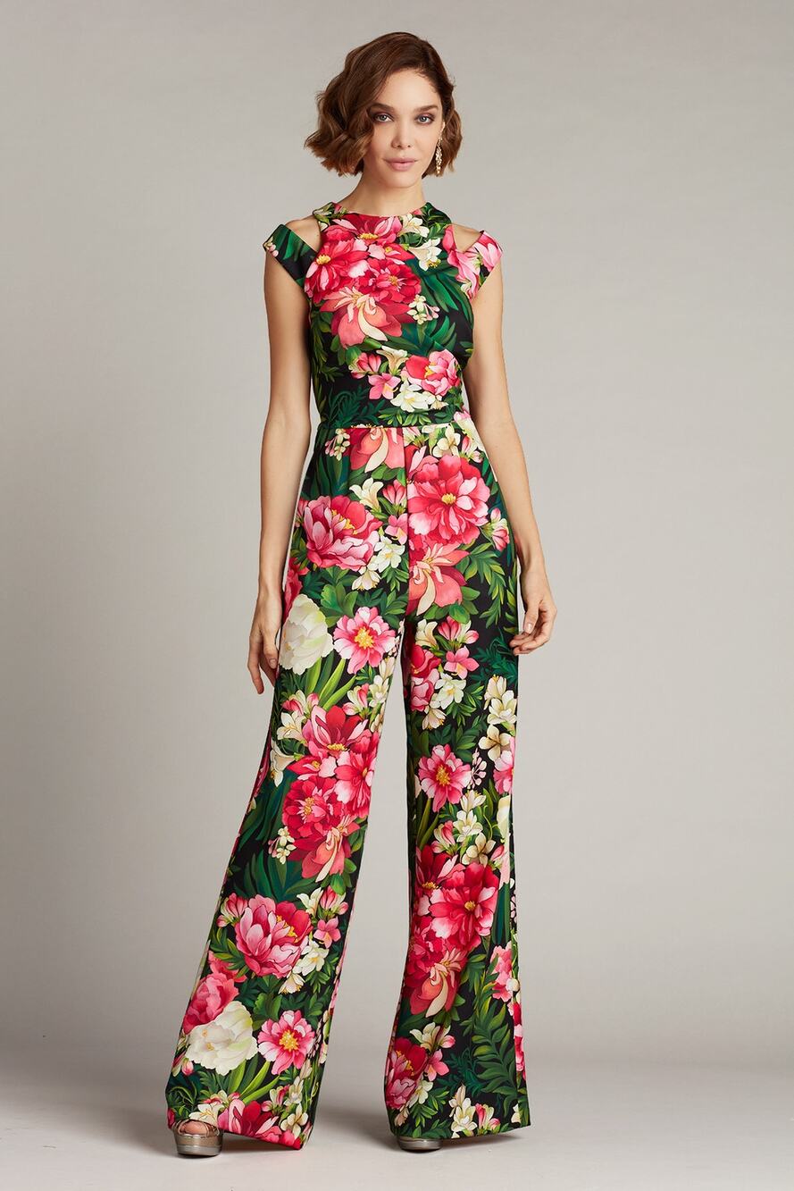 NWT Tadashi Shoji Zora Floral Shoulder Cut-Out Jumpsuit - XS